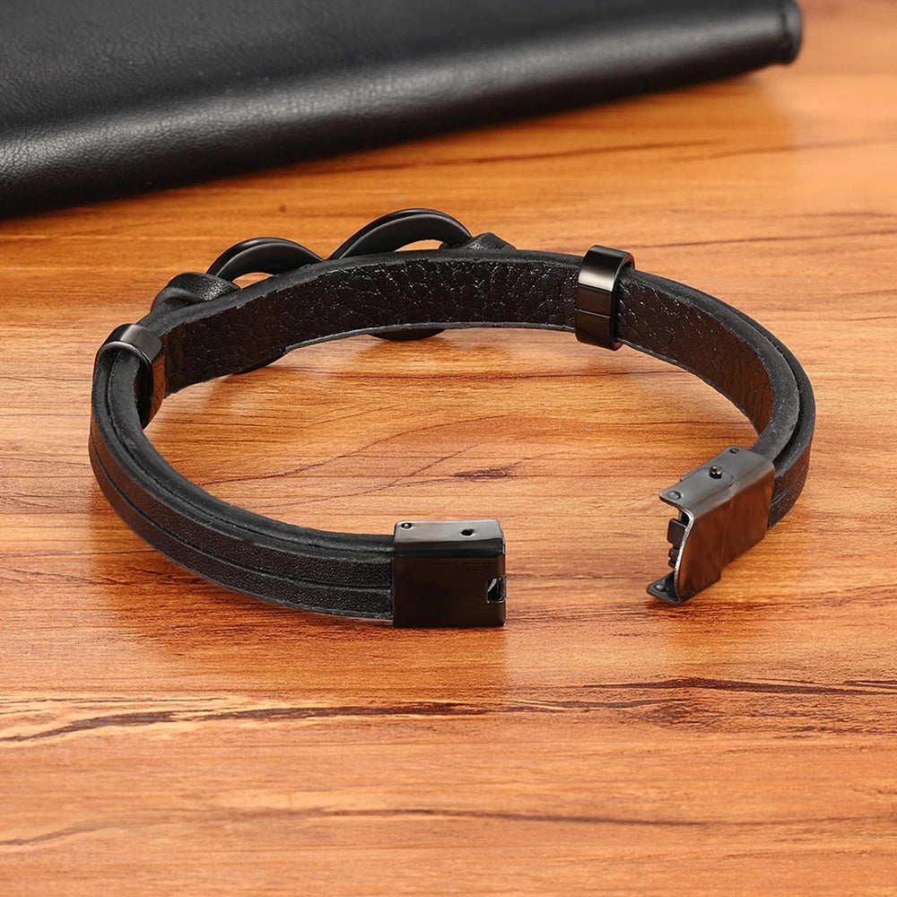 Infinity Symbol Men's Leather Bracelet