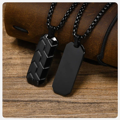 Tyre Pattern Military Army Style Dog Tag Pendant Necklace