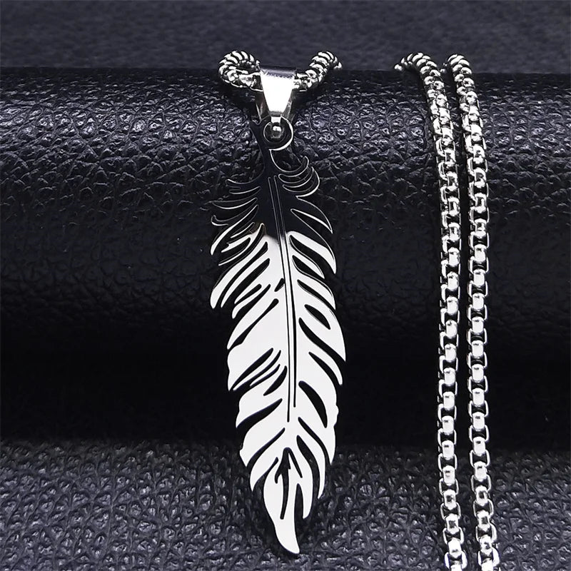 Boho Feather Pendant Chain Necklace