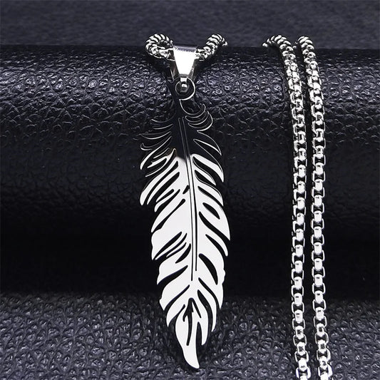 Boho Feather Pendant Chain Necklace