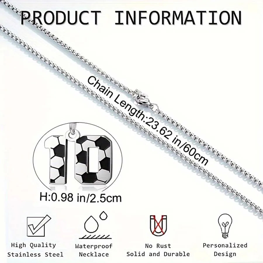 Silver chain necklace with a 'D' pendant, chain length and pendant dimensions displayed.