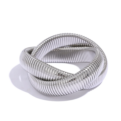 Silver bracelet on a white background
