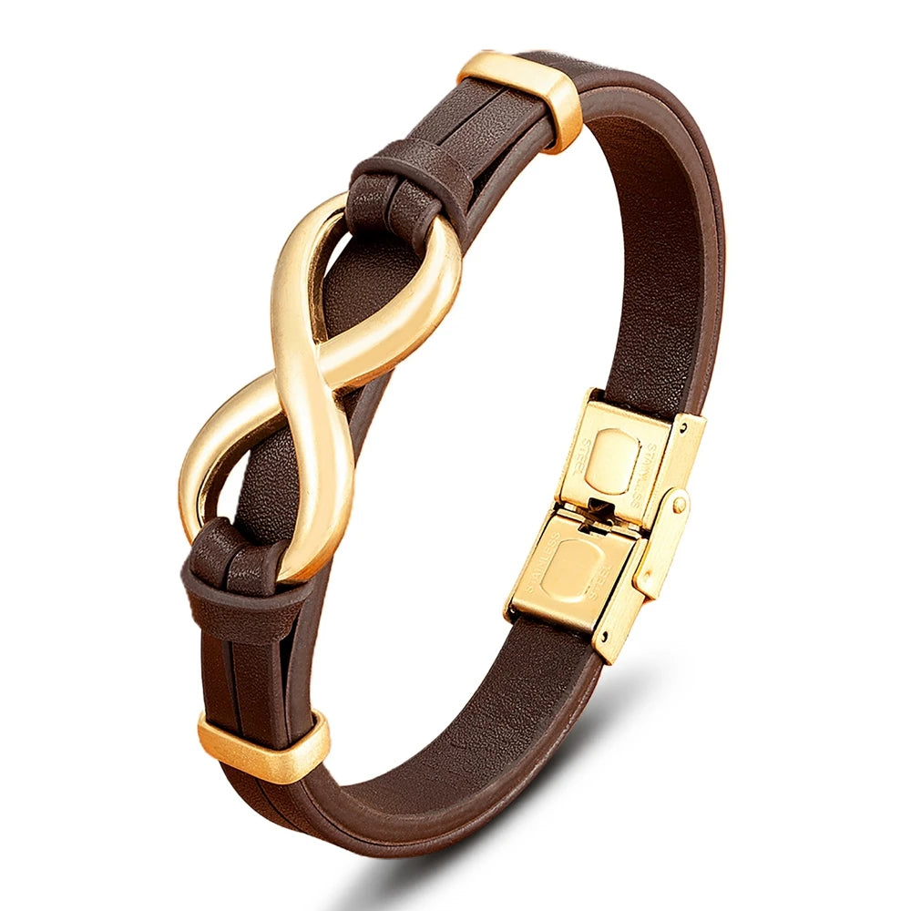 Infinity Symbol Men's Leather Bracelet
