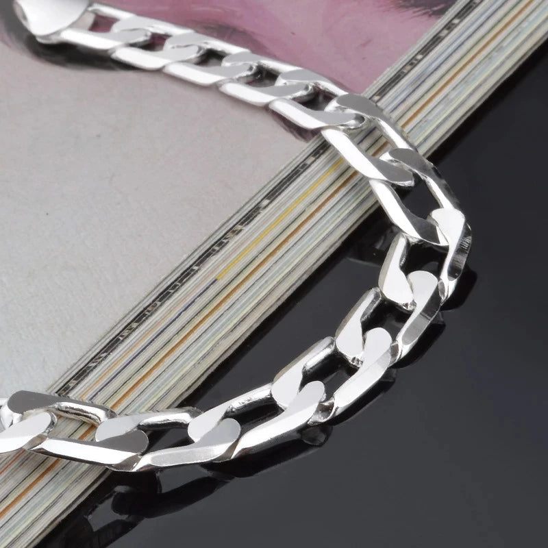 Sterling Silver Flat Loop Chain Bracelet