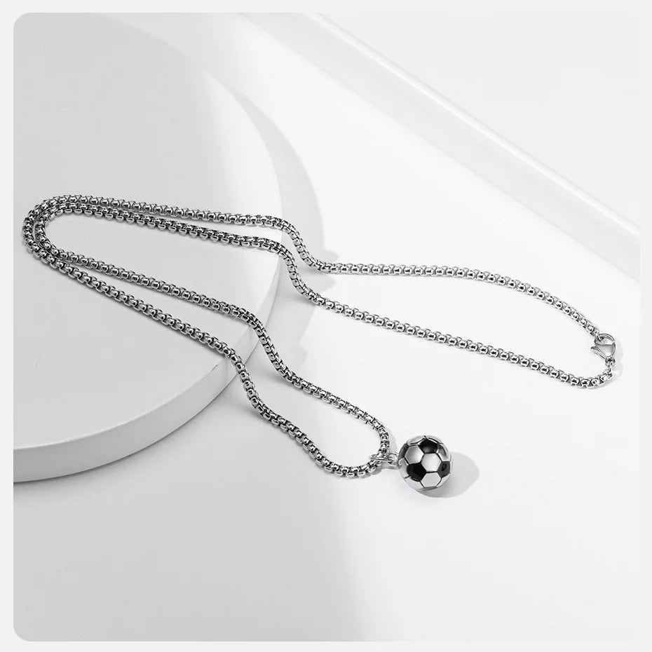 3D Football Pendant Chain Necklace