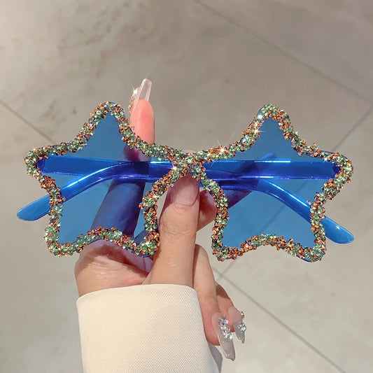 Rimless Rhinestone Star Sunglasses