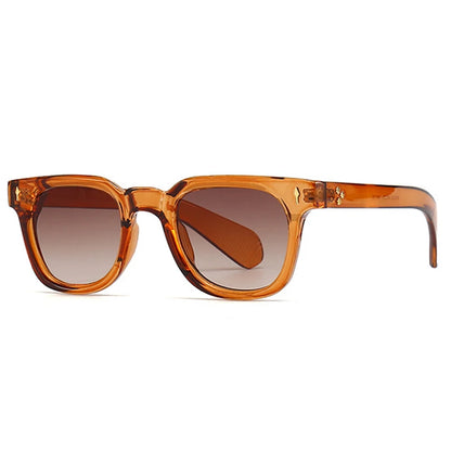 Brown sunglasses with a gradient lens on a white background