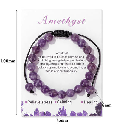 Natural Stone Beads Adjustable Bracelet with Card
