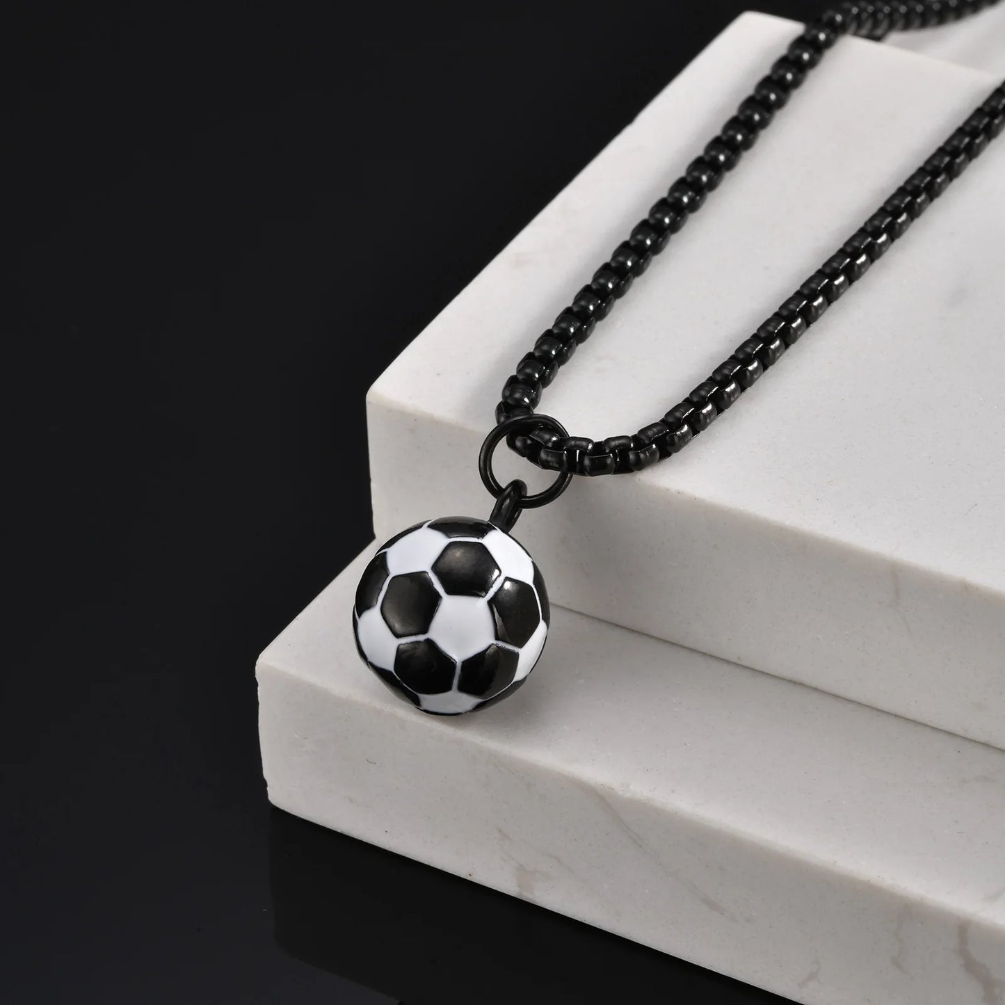 3D Football Pendant Chain Necklace
