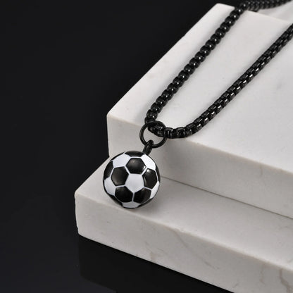 3D Football Pendant Chain Necklace