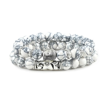 2pcs Set Natural Stone Charm Bracelet