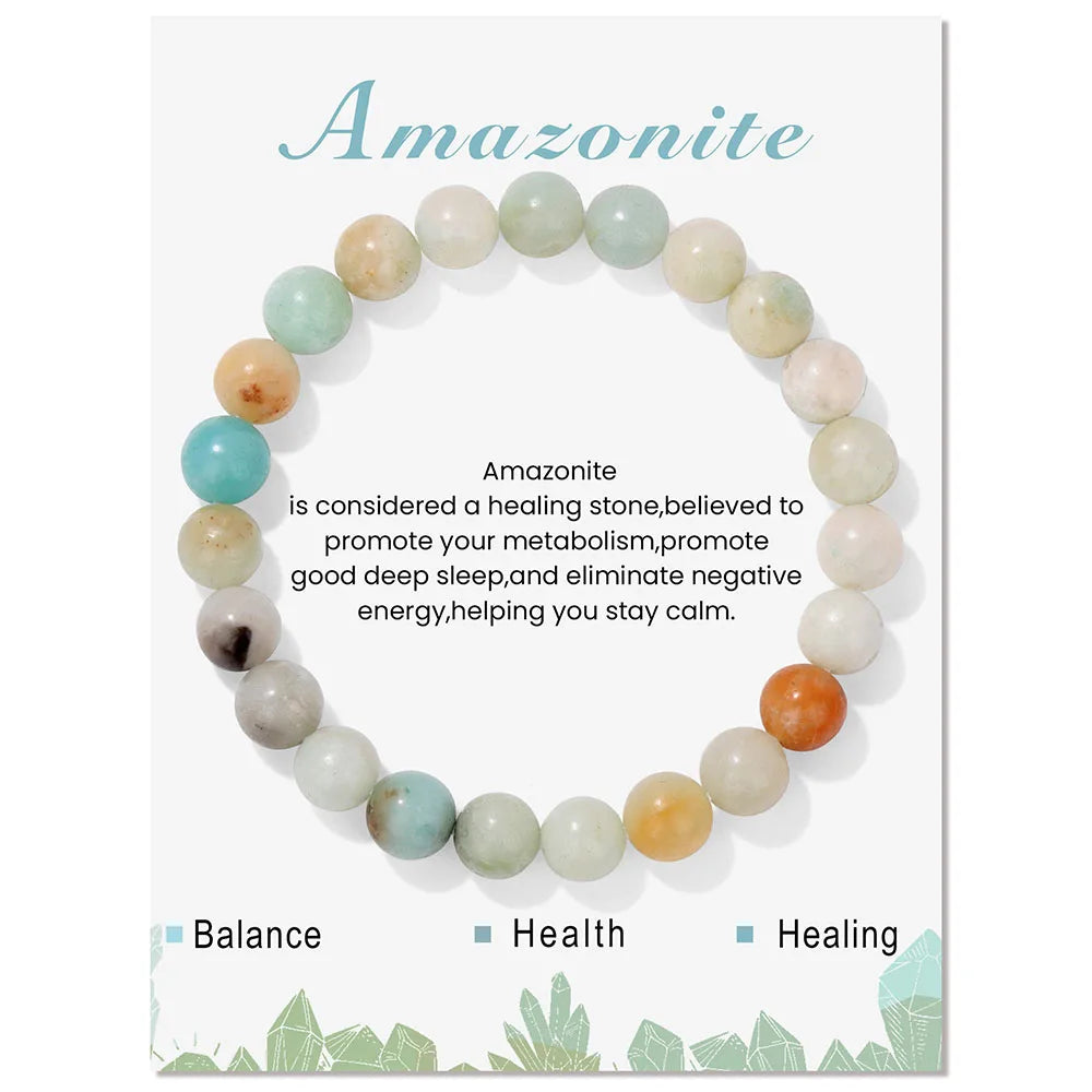 Natural Stone Beads Bracelet With Card