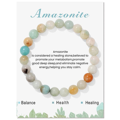 Natural Stone Beads Bracelet With Card