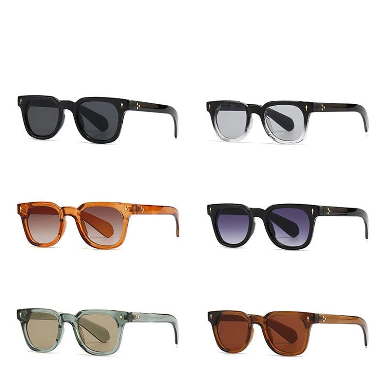 Collection of sunglasses with colour options on a white background