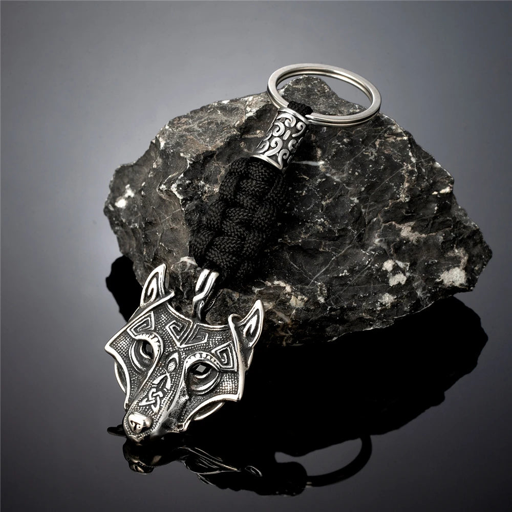 Viking Celtic Wolf Stainless Steel Keychain