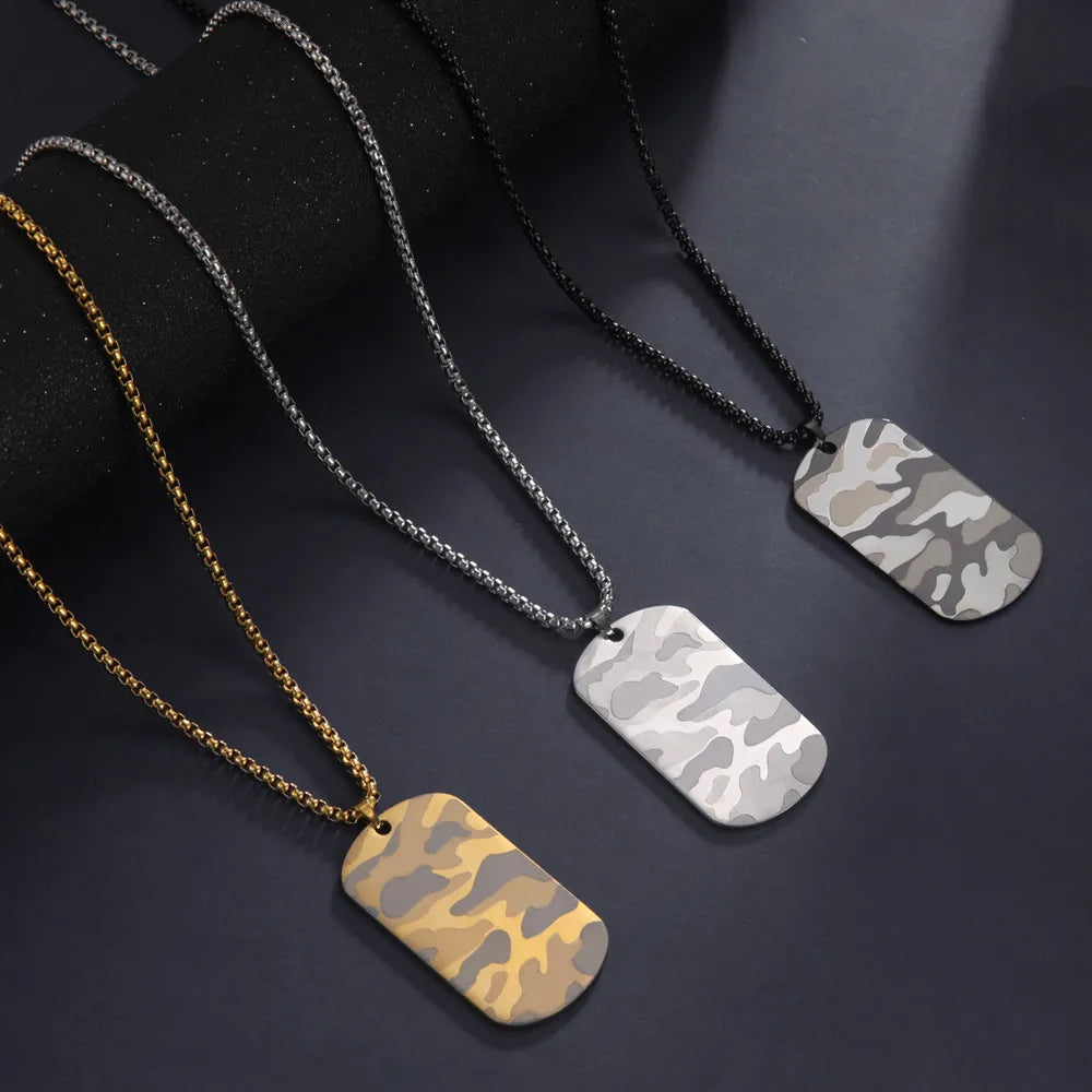 Camouflage Military Dog Tag Chain Necklace