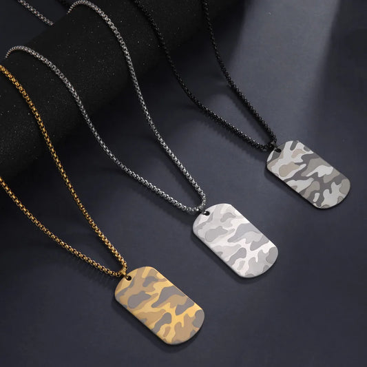 Camouflage Military Dog Tag Chain Necklace