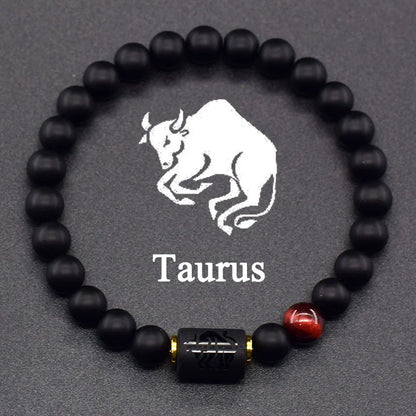Zodiac Signs Constellation Bracelet - Black Agate