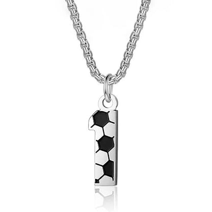 Necklace with a soccer ball design pendant on a white background
