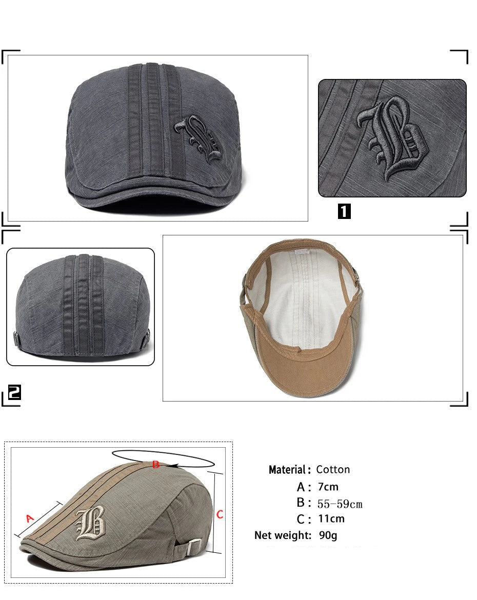 Men's Fashion Embroidered Flat Cap