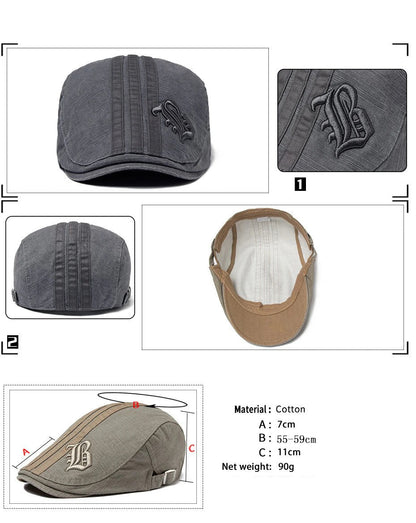 Men's Fashion Embroidered Flat Cap