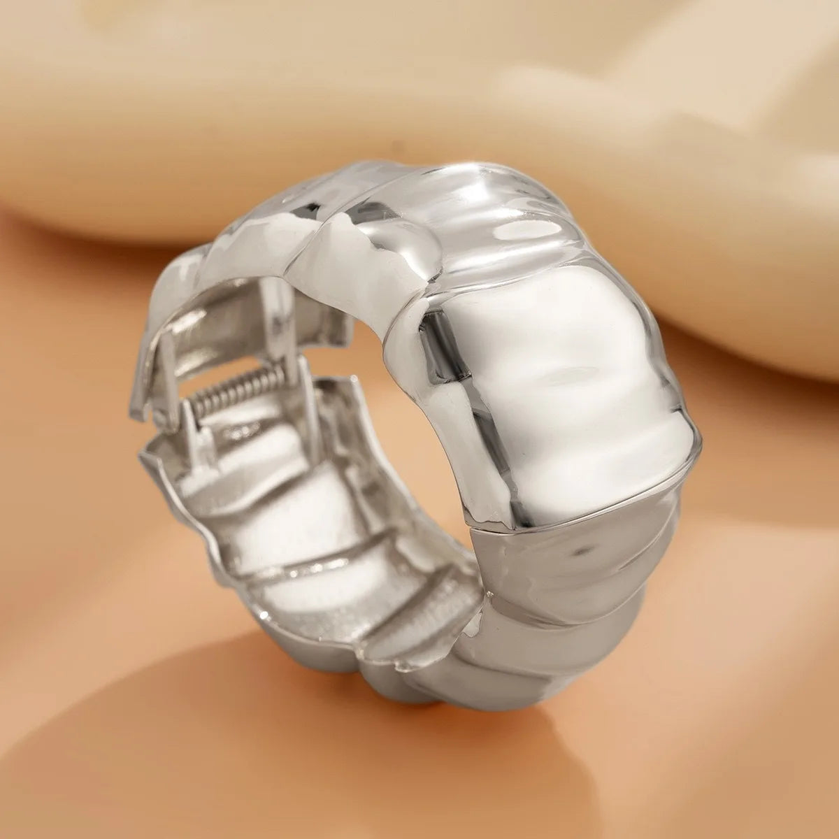 Chunky Ripple Cuff Bangle Bracelet