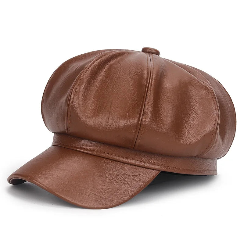 Brown leather cap on a white background