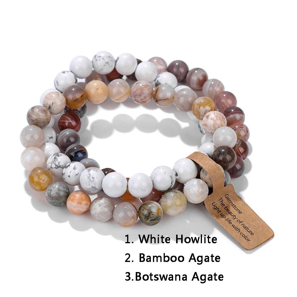 3Pcs Natural Stone Bracelet Set