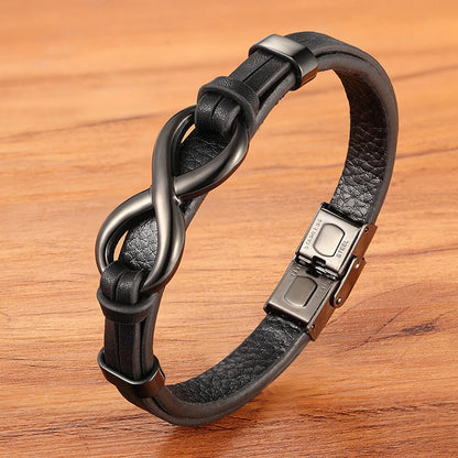 Infinity Symbol Men's Leather Bracelet