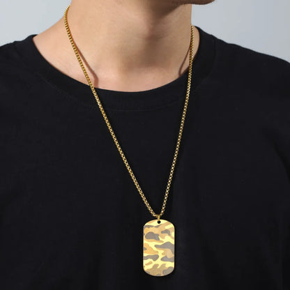 Camouflage Military Dog Tag Chain Necklace