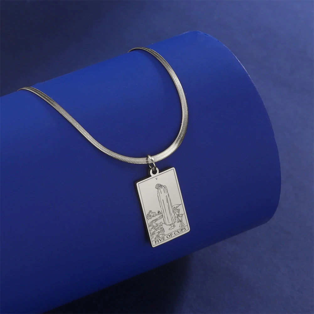 Tarot Card Pendant Snake Chain Necklace