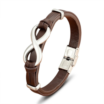 Infinity Symbol Men's Leather Bracelet