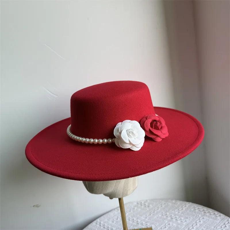 Wide Brim Roses French Fedora Hat