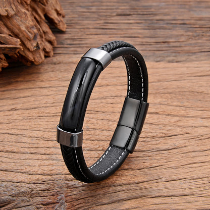 Natural Crystal Stone Leather Bracelet
