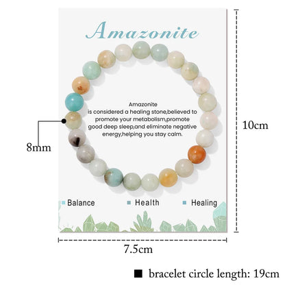 Natural Stone Beads Bracelet With Card