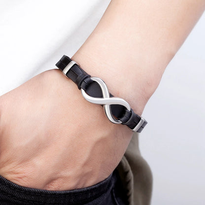 Infinity Symbol Men's Leather Bracelet