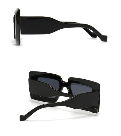 Black sunglasses shown from multiple angles on a white background