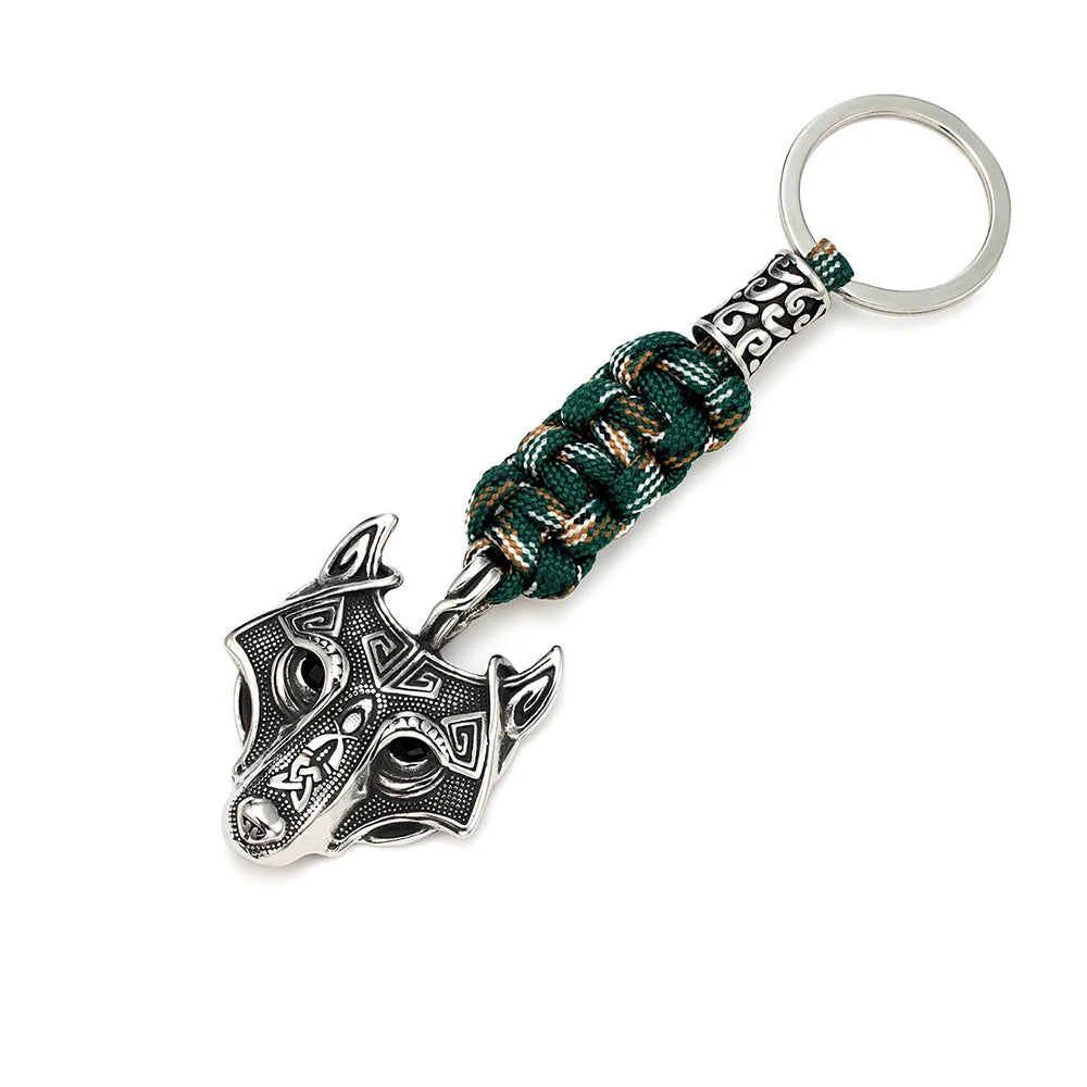 Viking Celtic Wolf Stainless Steel Keychain