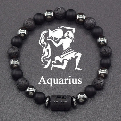 Zodiac Signs Constellation Bracelet - Black Lava