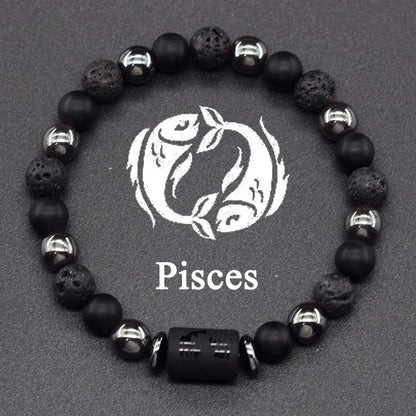 Zodiac Signs Constellation Bracelet - Black Lava