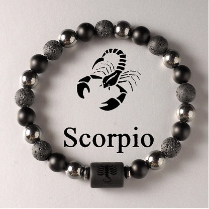 Bracelet with Scorpio symbol on a light grey background