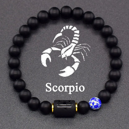 Zodiac Signs Constellation Bracelet - Black Agate