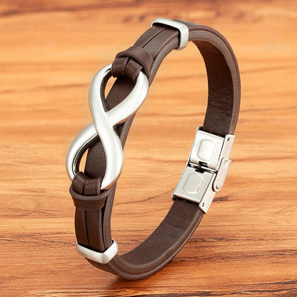 Infinity Symbol Men's Leather Bracelet