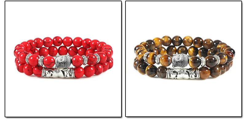2pcs Set Natural Stone Charm Bracelet