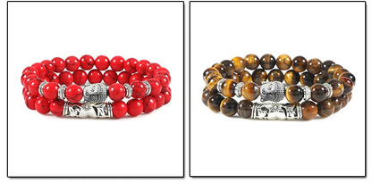 2pcs Set Natural Stone Charm Bracelet