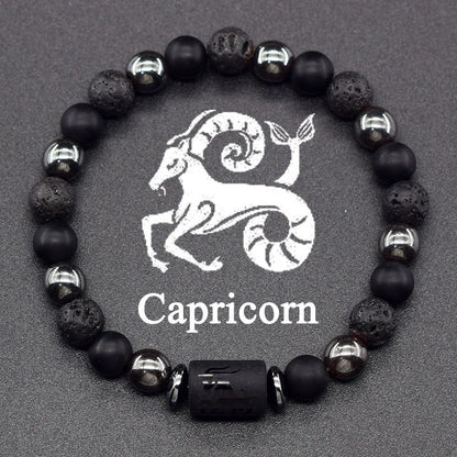 Zodiac Signs Constellation Bracelet - Black Lava