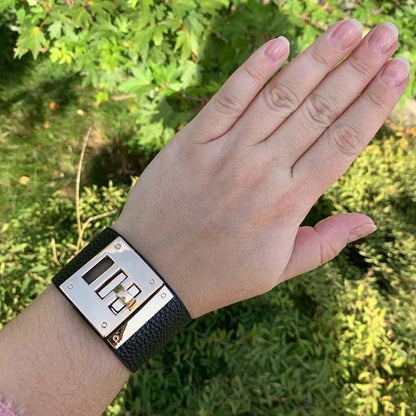 Leather Wide Wrap Bracelet
