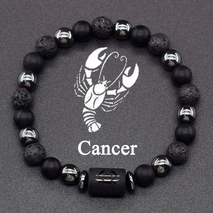 Zodiac Signs Constellation Bracelet - Black Lava