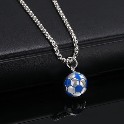 3D Football Pendant Chain Necklace