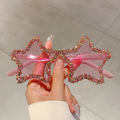 Rimless Rhinestone Star Sunglasses